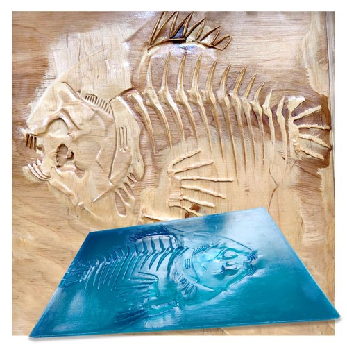 Polyurethane mat stamp piranha - polyurethane,